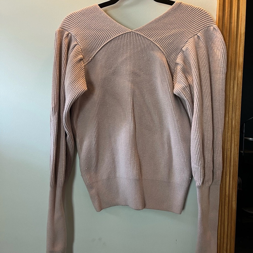 Free People Gingersnap Tunic Sweater Knit Long Sleeve V-Neck Dusty Pink Rose - Picture 9 of 9